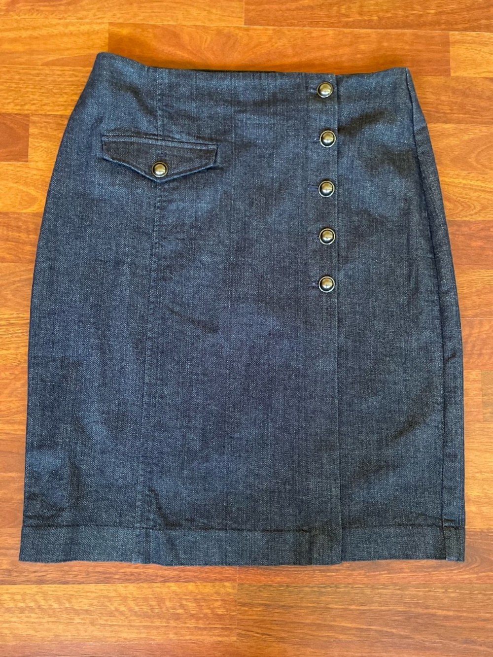 NWT Banana Republic Denim Military Dark Rinse Wrap Style Pencil Skirt - Size 10
